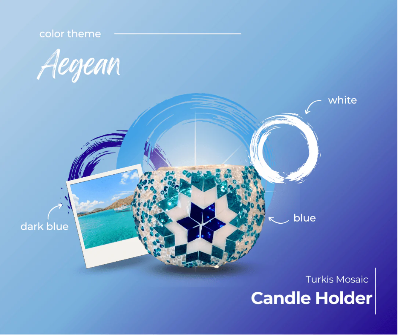 土耳其馬賽克燭台-居家DIY材料包「愛琴海主題色」 – Mosaic Art Studio